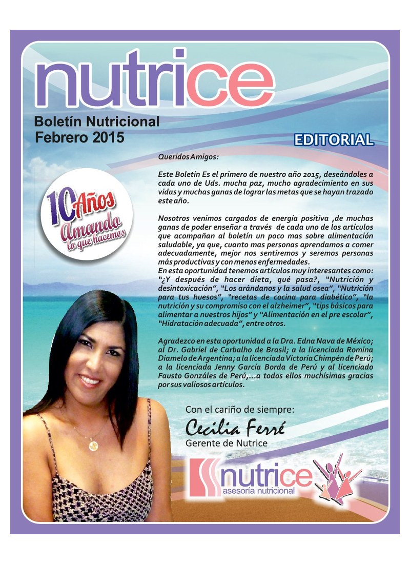 Carátula de Boletín Nutrice - Febrero 2015