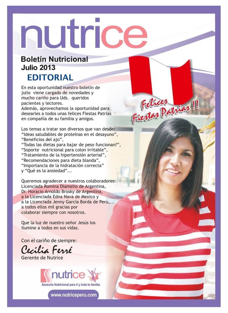 Carátula de Boletín Nutrice - Julio 2013