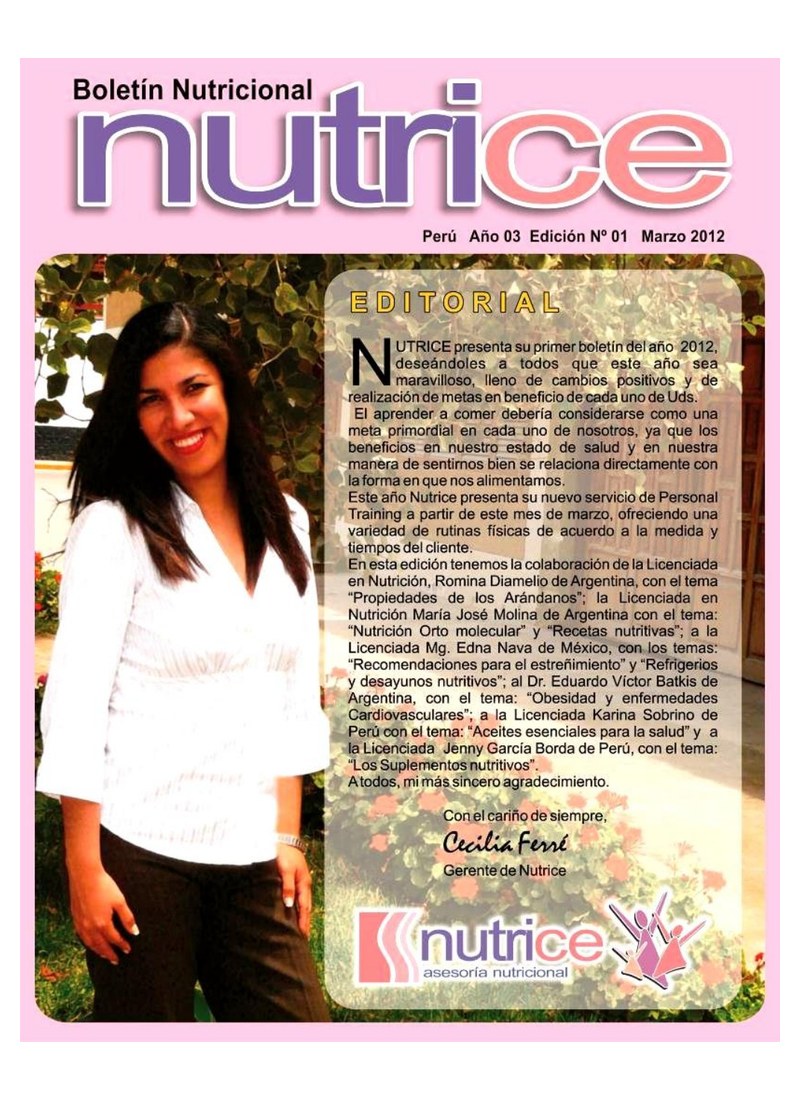 Carátula de Boletín Nutrice - Marzo 2012
