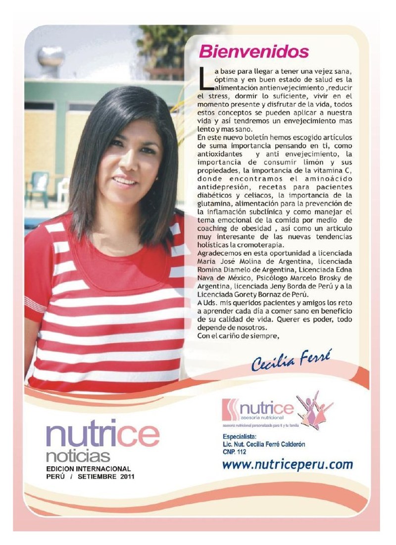 Carátula de Boletín Nutrice - Setiembre 2011