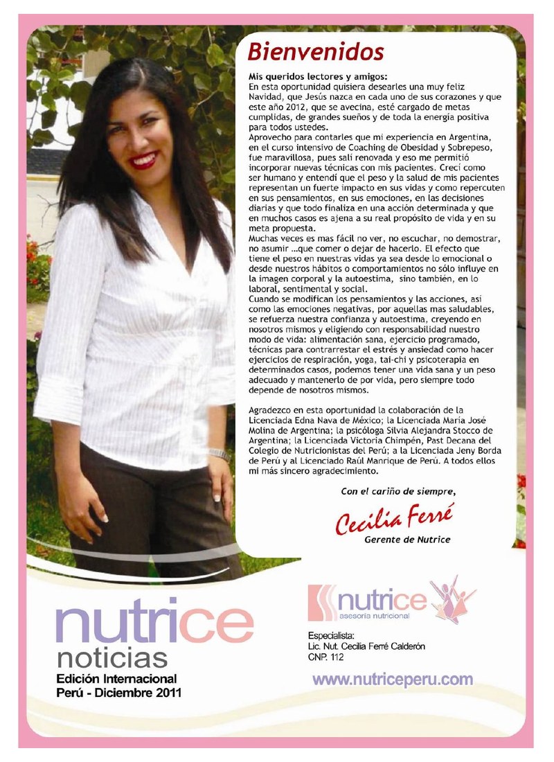 Carátula de Boletín Nutrice - Diciembre 2011