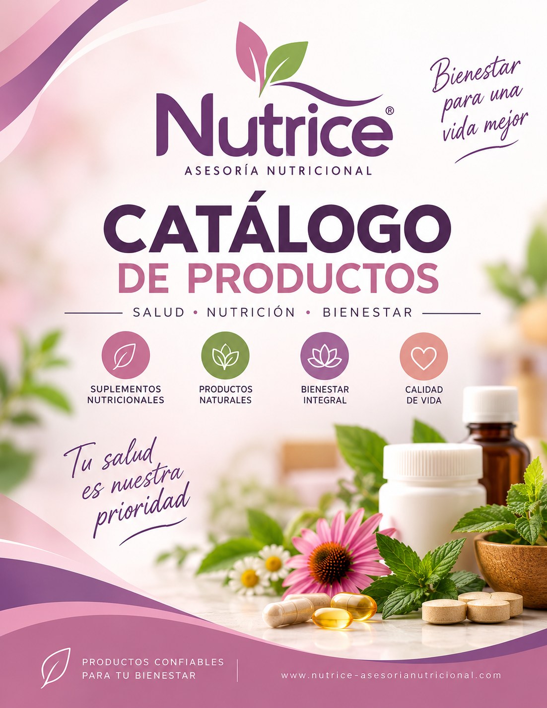 Flyer de suplementos nutricionales de Nutrice; consultar vigencia de productos