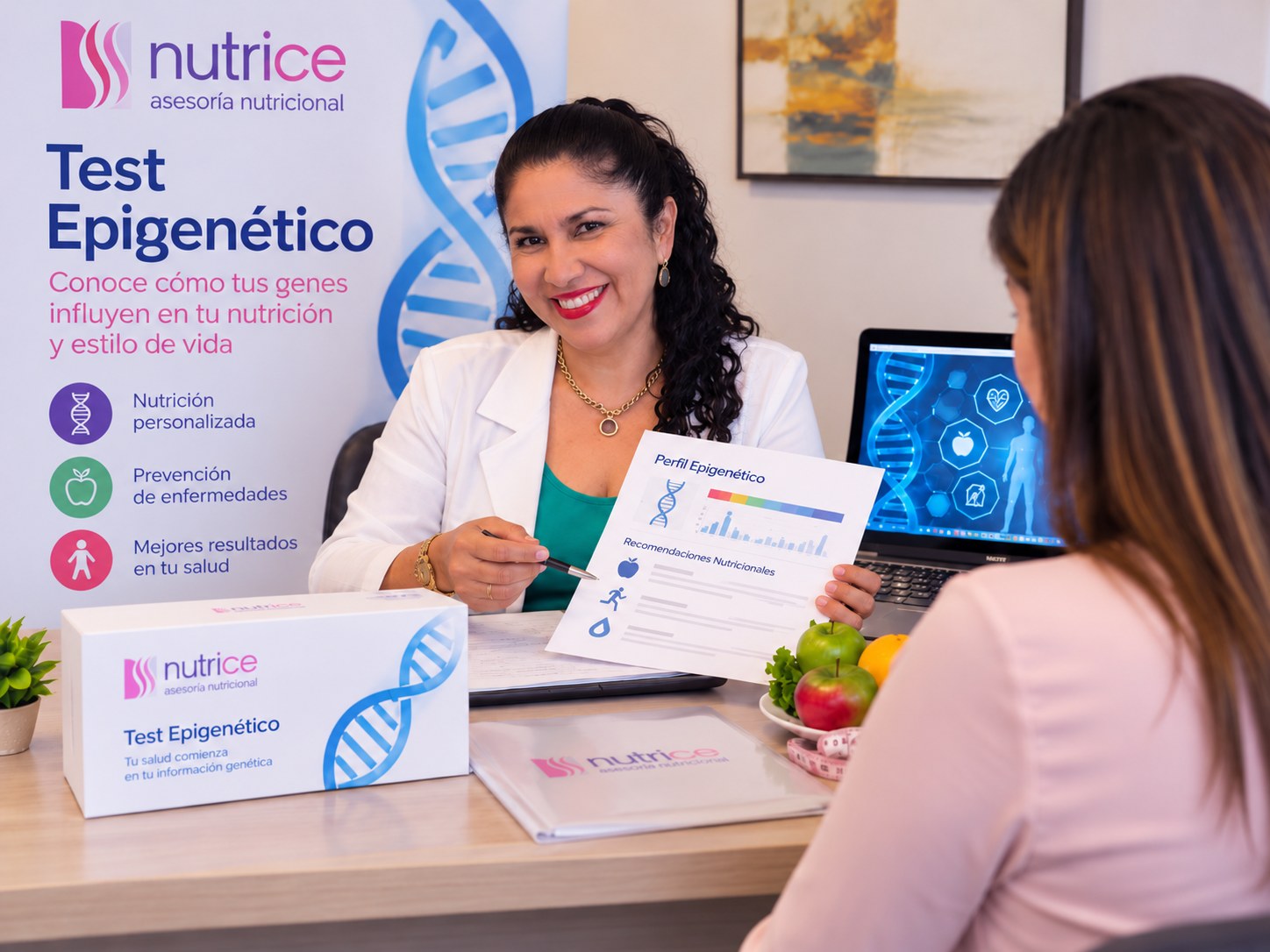 Ilustración digital del servicio de test epigenético de Nutrice
